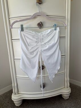 Windsor White Ruched Drawstring Crop Top